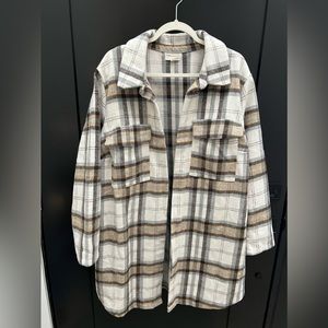 NWOT Plaid Long Shacket